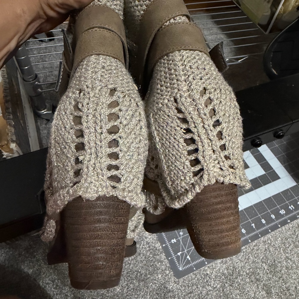 naughty monkey Taupe Knit Slouch Ankle Boots with Wrapped Straps - Picture 4 of 8